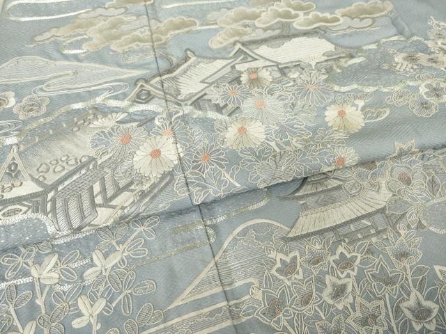平和屋着物●訪問着 作家物 中国三大刺繍 相良刺繍 風景文 正絹 逸品 AABK7428ck