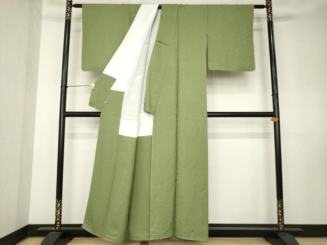 平和屋着物●上質な色無地 松竹梅地紋 麴甚色 さが美扱い 正絹 逸品 AABK7429ck