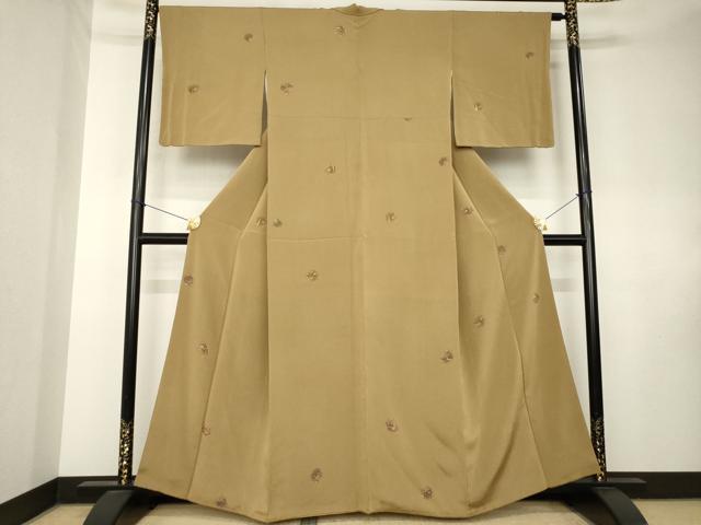 平和屋着物●上質な小紋 花丸文 鬼しぼ縮緬 伊勢丹扱い 正絹 逸品 AABK7430ck