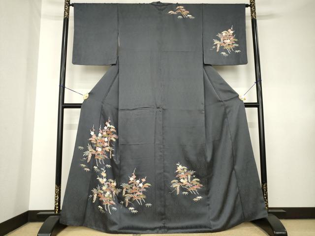 平和屋着物●訪問着 駒刺繍 松竹梅文 金彩 正絹 逸品 AABK7431ck