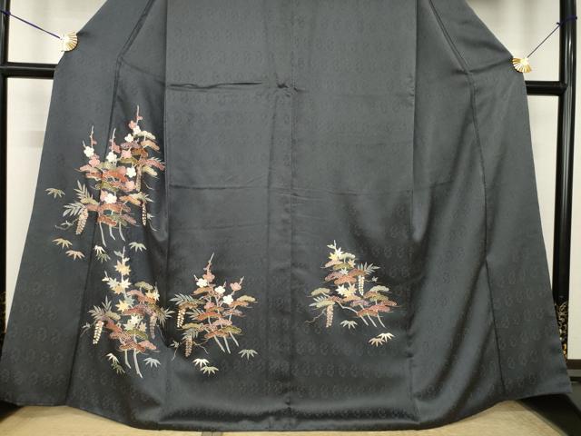 平和屋着物●訪問着 駒刺繍 松竹梅文 金彩 正絹 逸品 AABK7431ck