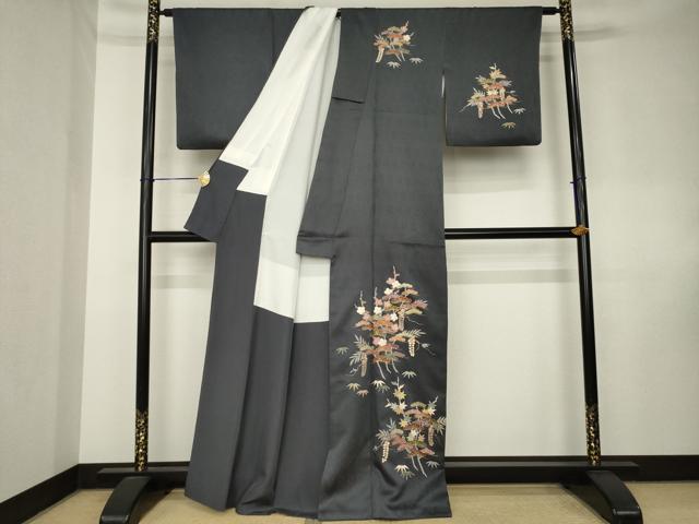 平和屋着物●訪問着 駒刺繍 松竹梅文 金彩 正絹 逸品 AABK7431ck