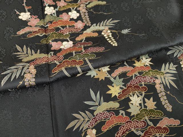 平和屋着物●訪問着 駒刺繍 松竹梅文 金彩 正絹 逸品 AABK7431ck