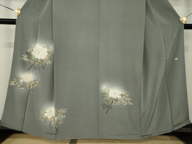 平和屋着物●訪問着 作家物 刺繍 枝花文 暈し染め 金銀彩 正絹 逸品 AABK7434ck