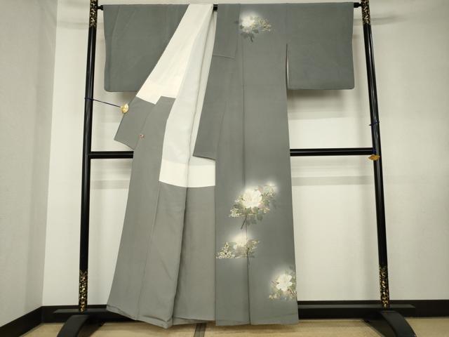 平和屋着物●訪問着 作家物 刺繍 枝花文 暈し染め 金銀彩 正絹 逸品 AABK7434ck