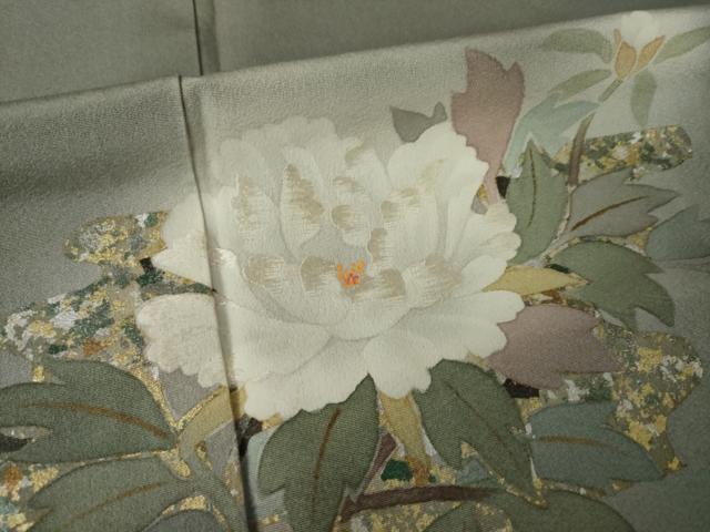 平和屋着物●訪問着 作家物 刺繍 枝花文 暈し染め 金銀彩 正絹 逸品 AABK7434ck