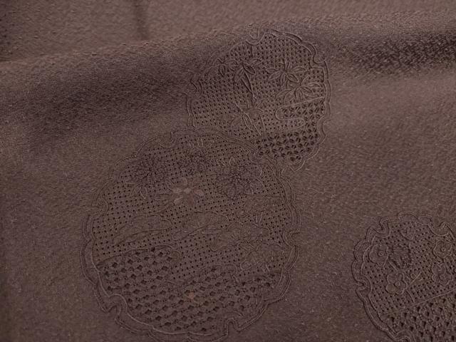 平和屋着物●無地絵羽訪問着 総刺繍 中国三大刺繍 スワトウ刺繍 汕頭刺繍 相良刺繍 雪輪花地紋 濃色 正絹 逸品 AABK7435ck