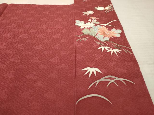 平和屋着物●創業460年・千總 訪問着 駒刺繍 流水風景花文 金彩 三越扱い 正絹 逸品 AABK7444ck