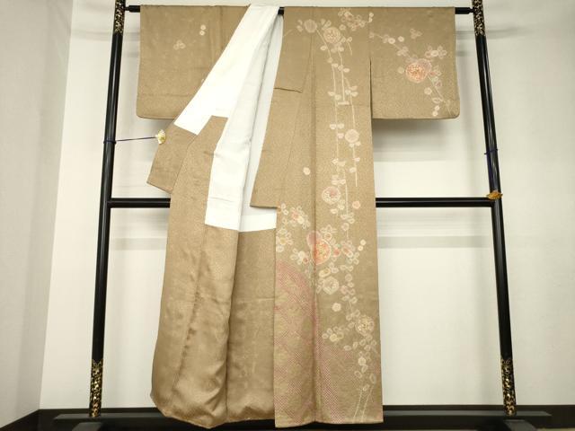 平和屋着物●訪問着 絞り 花丸文 金彩 正絹 逸品 AABK7454ck
