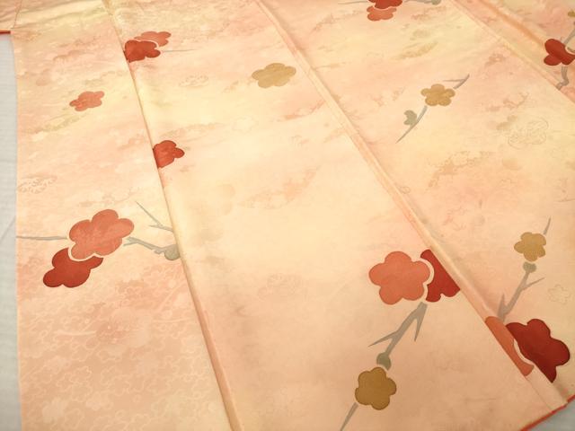 平和屋着物●上質な小紋 手描き 地紋起こし 枝梅文 暈し染め 正絹 逸品 AABK7458ck