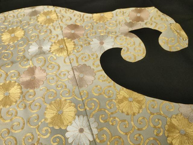 平和屋着物●豪華黒留袖 駒刺繍 立波花唐草文 正絹 逸品 AABK7466ck