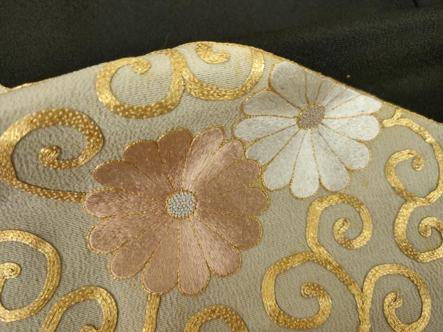 平和屋着物●豪華黒留袖 駒刺繍 立波花唐草文 正絹 逸品 AABK7466ck