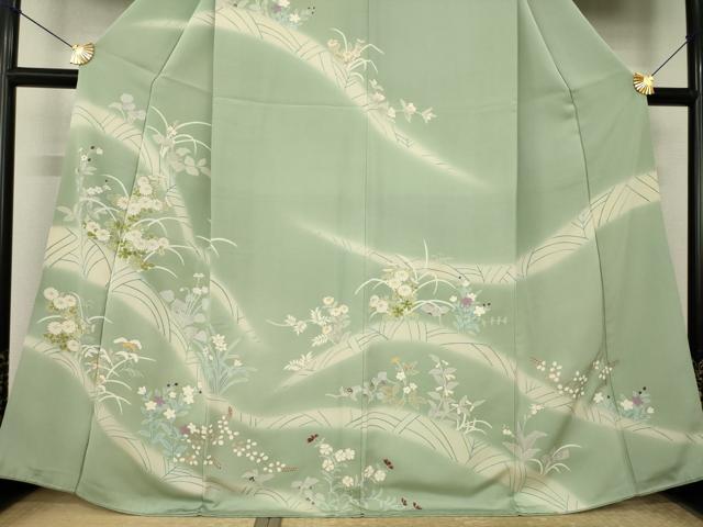 平和屋着物●訪問着 草花文 暈し染め 金彩 正絹 逸品 AABK7469ck