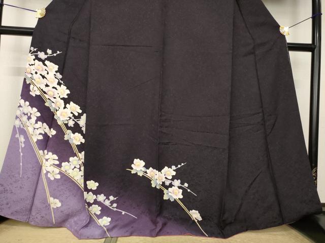 平和屋着物●訪問着 枝花文 暈し染め 銀通し地 正絹 逸品 AABK7473ck
