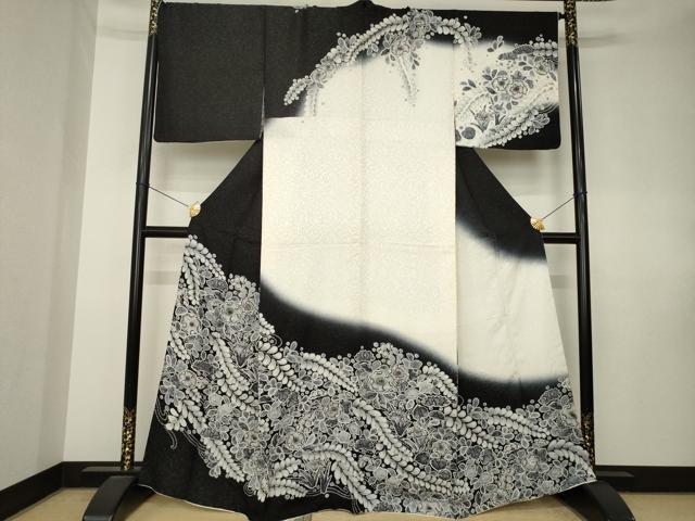 平和屋着物●訪問着 辻が花 暈し染め 銀通し地 正絹 逸品 AABK7474ck