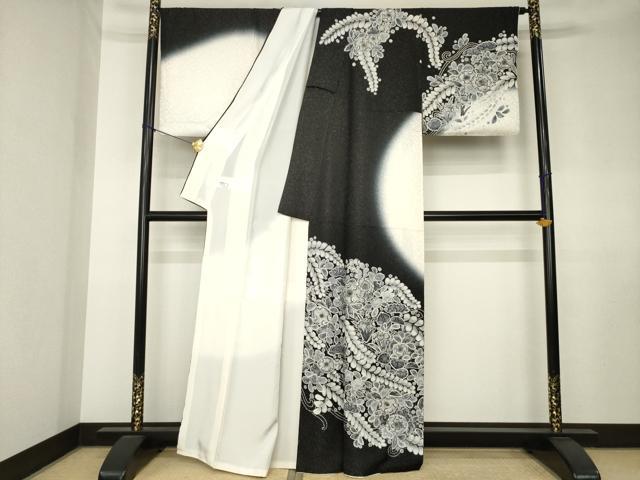 平和屋着物●訪問着 辻が花 暈し染め 銀通し地 正絹 逸品 AABK7474ck