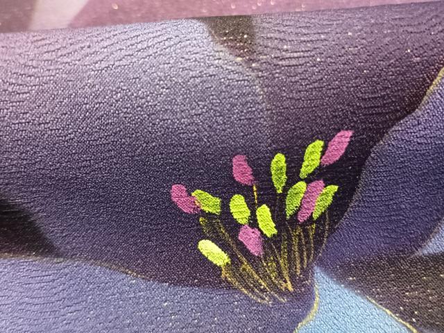 平和屋着物●豪華振袖 草花文 暈し染め 金彩 金通し地 京都きもの友禅扱い 正絹 逸品 AABK7486fy