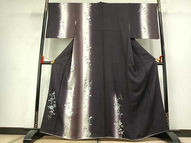 平和屋着物●訪問着 花唐草文 暈し染め 金銀彩 正絹 逸品 AABK7505fy