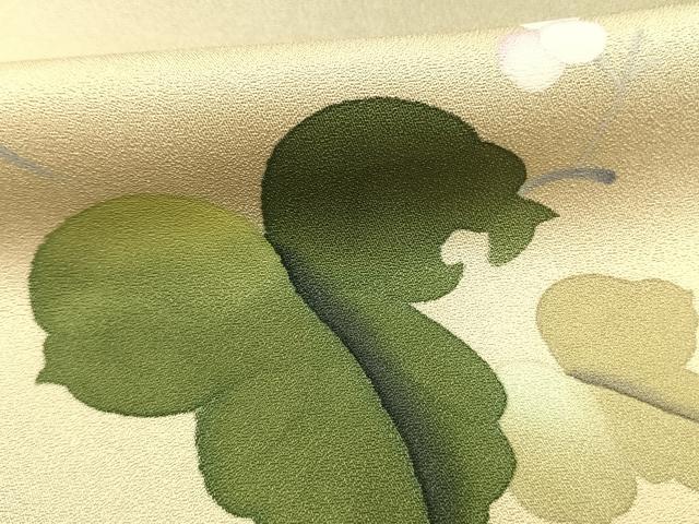 平和屋着物●染色作家 津室朱光 訪問着 葡萄蔦の葉文 暈し染め 金銀彩 正絹 逸品 未使用 AABK7518fy