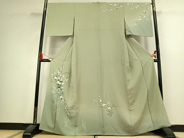平和屋着物●訪問着 友禅 枝花文 暈し染め 正絹 逸品 AABK7519fy