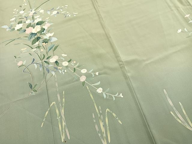 平和屋着物●訪問着 友禅 枝花文 暈し染め 正絹 逸品 AABK7519fy