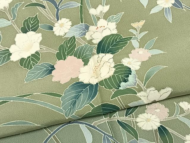 平和屋着物●訪問着 友禅 枝花文 暈し染め 正絹 逸品 AABK7519fy