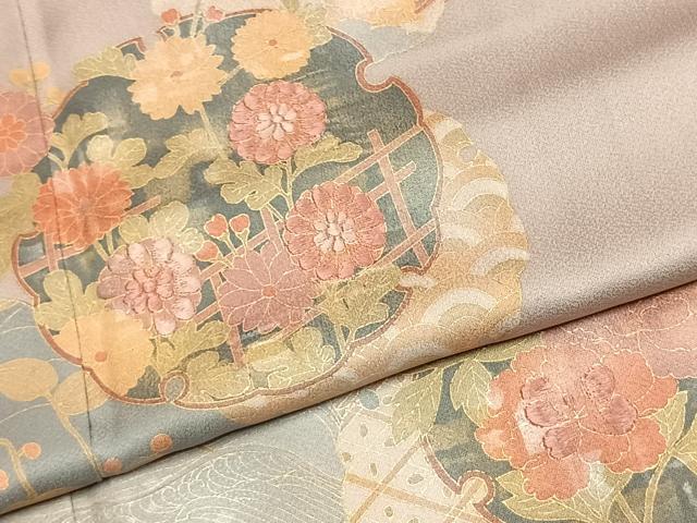 平和屋着物●訪問着 刺繍 雪輪花文 金銀彩 正絹 逸品 AABK7520fy