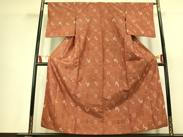 平和屋着物●本場琉球絣 紬 正絹 逸品 AABK7521fy