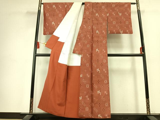 平和屋着物●本場琉球絣 紬 正絹 逸品 AABK7521fy