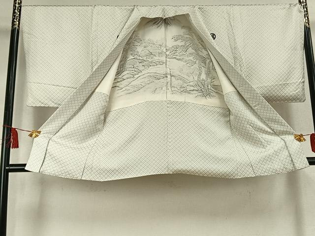 平和屋着物●男性 色紋付 羽織セット 菱文 正絹 逸品 AABK7525fy