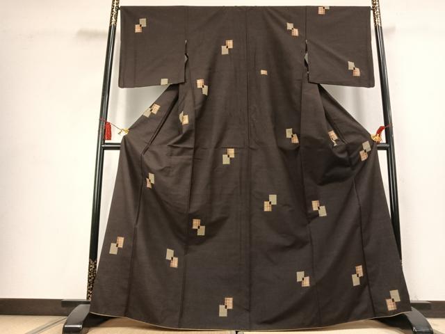 平和屋着物●上質な紬 色紙重ね文 正絹 逸品 AABK7527fy