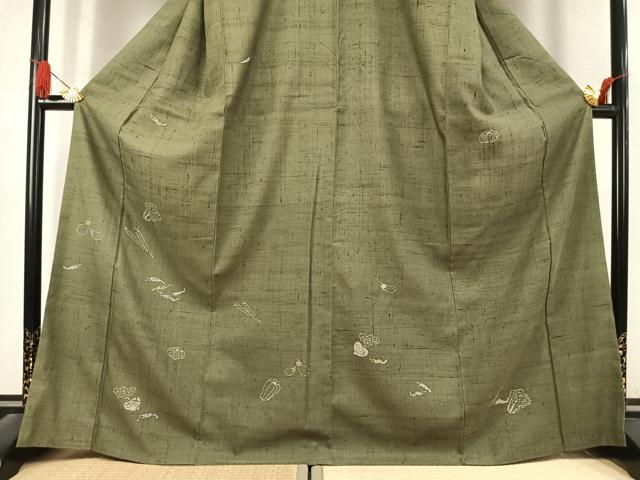 平和屋着物●訪問着 生紬 一珍染 成り物 正絹 逸品 AABK7530fy