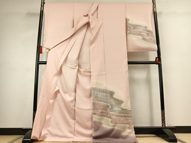 平和屋着物●訪問着 作家物 流水文 暈し染め 金彩 丹後ちりめん 仮絵羽 正絹 逸品 未使用 AABK7546fy