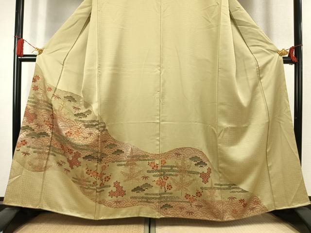 平和屋着物●豪華色留袖 松竹梅 金糸 金銀彩 正絹 逸品 AABK7547fy