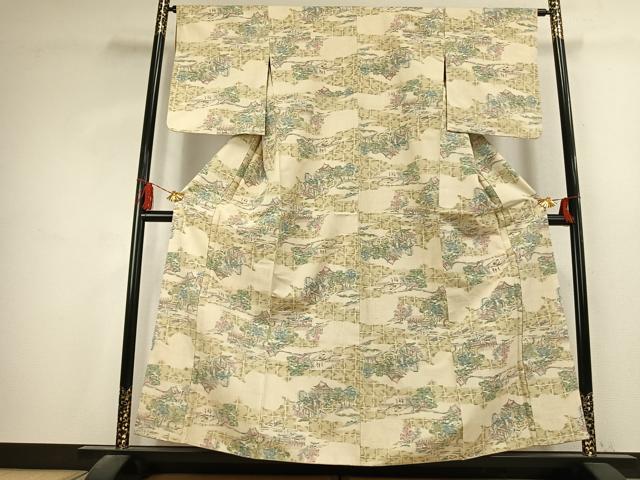 平和屋着物●小千谷紬 風景文 高島屋扱い 正絹 逸品 AABK7548fy