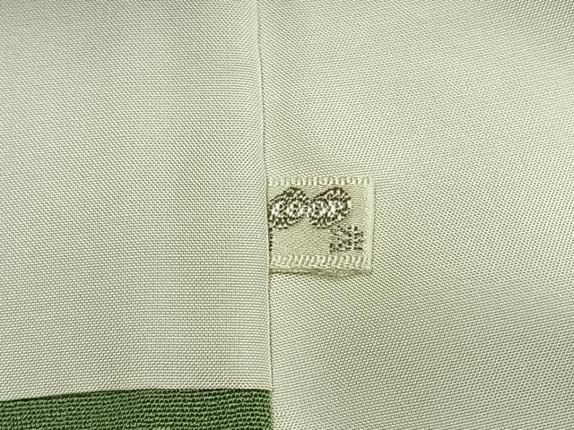 平和屋着物●上質な色無地 風景地紋 柳染色 正絹 逸品 AABK7553fy