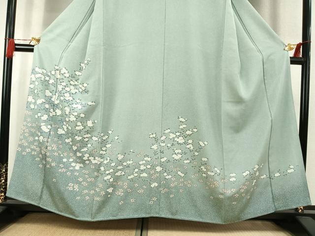 平和屋着物●訪問着 枝花文 暈し染め 金彩 正絹 逸品 AABK7554fy