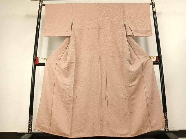 平和屋着物●上質な色無地 石畳地紋 洗柿色 正絹 逸品 AABK7556fy