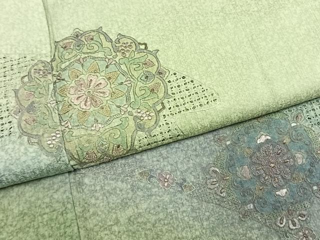 平和屋着物●訪問着 中国三大刺繍 汕頭刺繍 スワトウ刺繍 総刺繍 吉祥花文 暈し染め 金糸 さが美扱い 正絹 逸品 AABK7557fy
