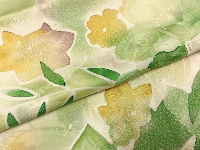 平和屋着物●上質な小紋 地紋起こし 草花文 暈し染め 正絹 逸品 AABK7567fy