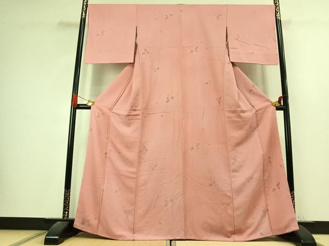 平和屋着物●上質な小紋 作家物 寿光織 草葉文 金糸 正絹 逸品 AABK7570fy