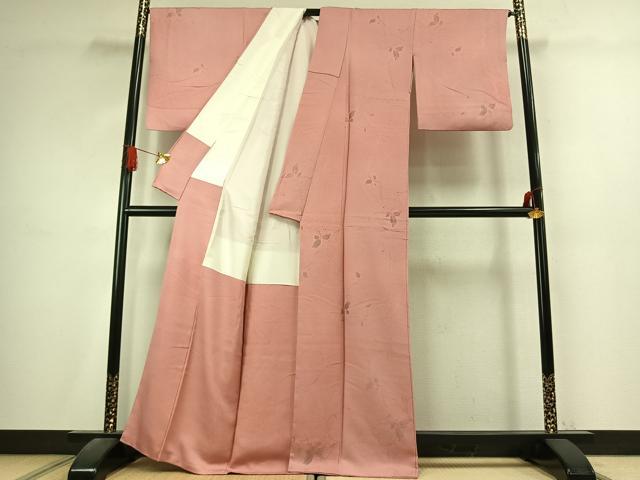 平和屋着物●上質な小紋 作家物 寿光織 草葉文 金糸 正絹 逸品 AABK7570fy