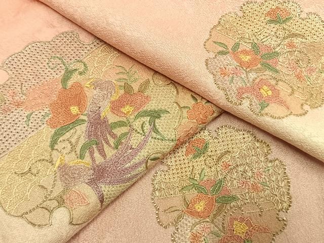 平和屋着物●訪問着 中国三大刺繍 汕頭刺繍 スワトウ刺繍 総刺繍 雪輪花文 暈し染め 正絹 逸品 AABK7571fy