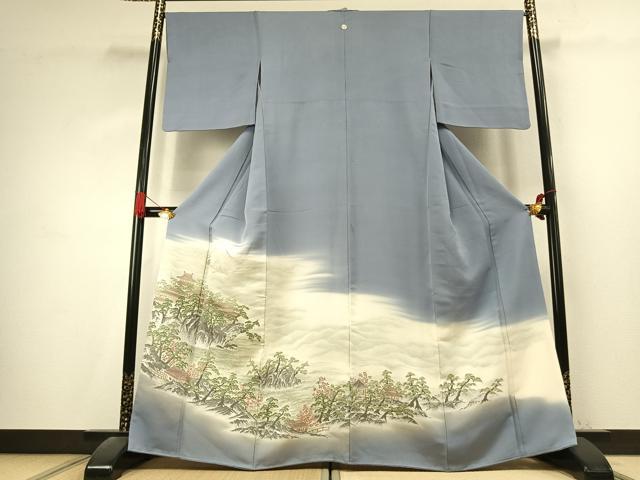 平和屋着物●豪華色留袖 寿光織 風景文 暈し染め 金糸 正絹 逸品 AABK7574fy
