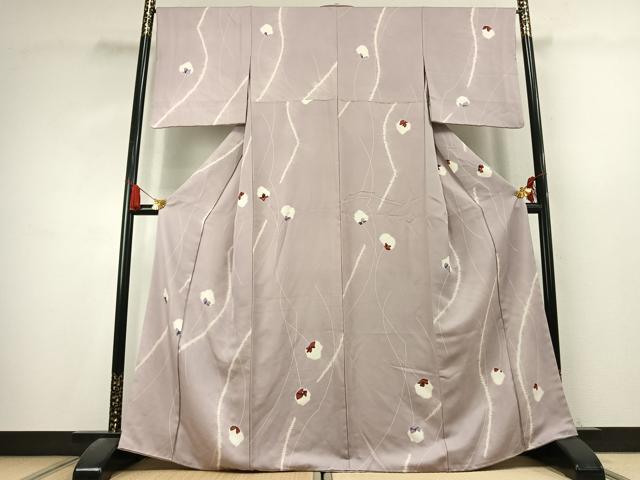 平和屋着物●上質な小紋 絞り 舞花文 正絹 逸品 AABK7585fy