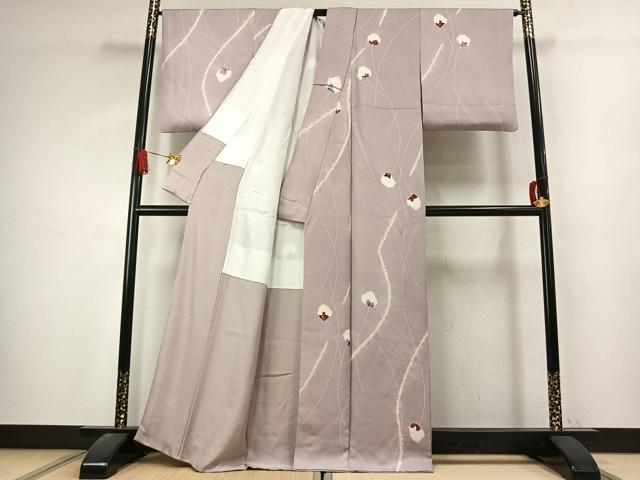 平和屋着物●上質な小紋 絞り 舞花文 正絹 逸品 AABK7585fy