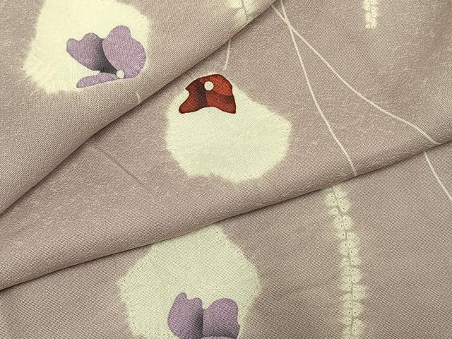 平和屋着物●上質な小紋 絞り 舞花文 正絹 逸品 AABK7585fy