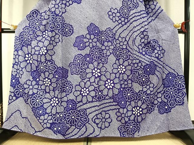 平和屋着物●訪問着 総絞り 舞花文 正絹 逸品 AABK7591fy