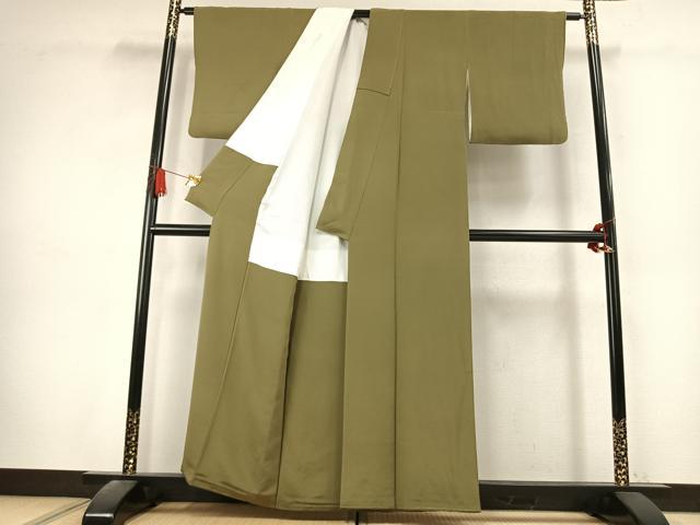 平和屋着物●上質な色無地 根岸色 正絹 逸品 AABK7594fy