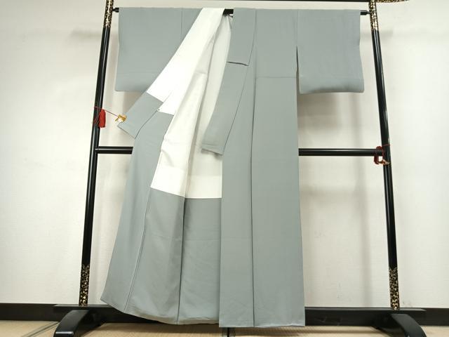 平和屋着物●上質な色無地 薄雲鼠色 正絹 逸品 AABK7596fy